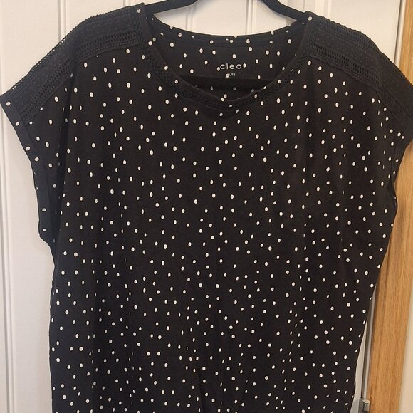 Cleo Black White Polka Dot Short Sleeve Top - Picture 2 of 7